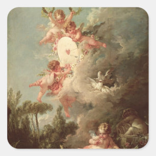 Das Ziel des Amors, von 'Les Liebes-DES Dieux Quadratischer Aufkleber