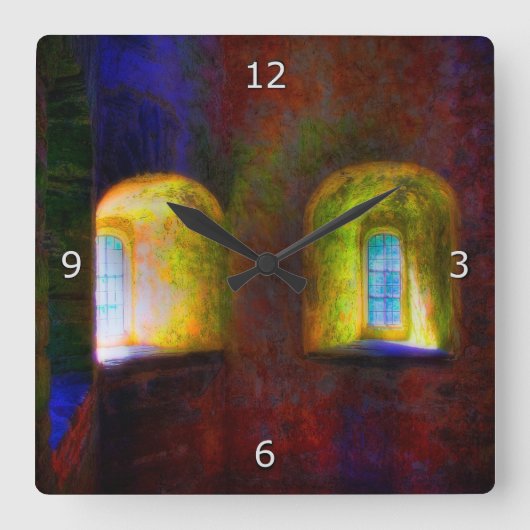 Das Zimmer im Kopf, in dem ich meine Erinnerungen  Quadratische Wanduhr (Vorderseite)