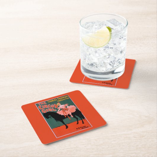 Das Zirkus-Mädchen - Frau auf PferdeTheater- Rechteckiger Pappuntersetzer (Vor Ort)