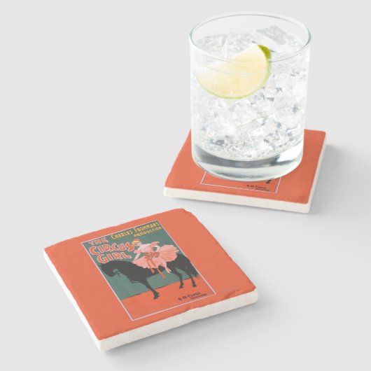 Das Zirkus-Mädchen - Frau auf PferdeTheater- Steinuntersetzer (Seitenansicht)