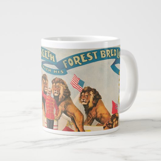 Das Zirkusposter Julius sieht mit seinen Löwen Jumbo-Tasse (Vorderseite Rechts)