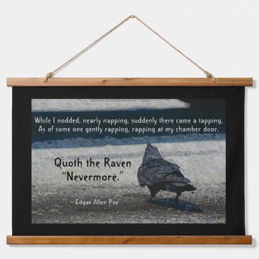 Das Zitat von Raven Edgar Allen Poe Wandteppich Mit Holzrahmen (Vorne)