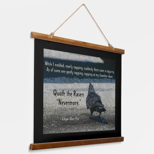 Das Zitat von Raven Edgar Allen Poe Wandteppich Mit Holzrahmen (Gewinkelt)