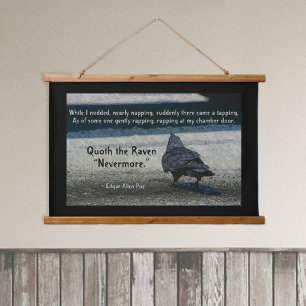Das Zitat von Raven Edgar Allen Poe Wandteppich Mit Holzrahmen