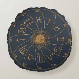 Das Zodiac-Rad - Glücksspiel Rundes Kissen