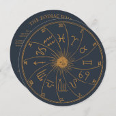 Das Zodiac Wheel - Glückserzählkartenspiel Einladung (Vorne/Hinten)