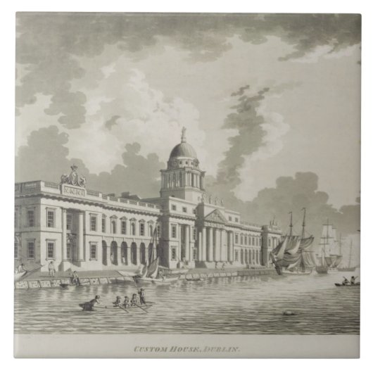 Das Zollamt, Dublin, 1792 (Stich) Fliese (Vorderseite)