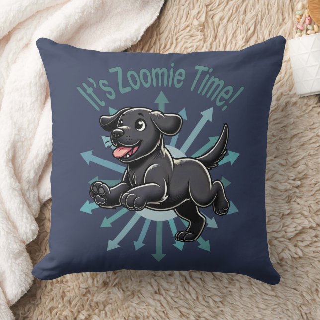 Das Zoomie Time Black Lab Kissen (Decke)