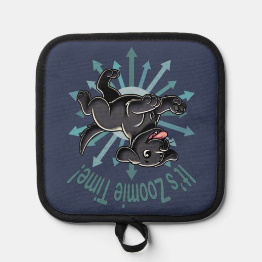 Das Zoomie Time Black Lab Topflappen (Vorderseite)