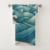 Das Zuhause Studio Ocean Wave Swirl Badhandtuch Set (Insitu)
