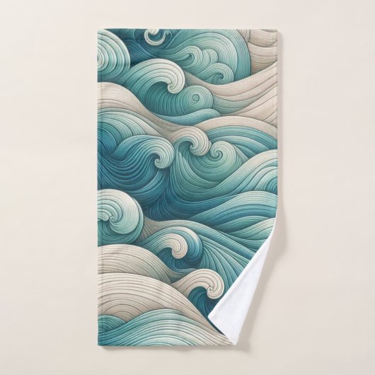 Das Zuhause Studio Ocean Wave Swirl Badhandtuch Set (Handtuch)