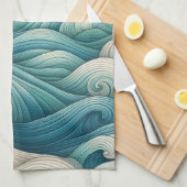 Das Zuhause Studio Ocean Wave Swirl Geschirrtuch (Viertel Falte)