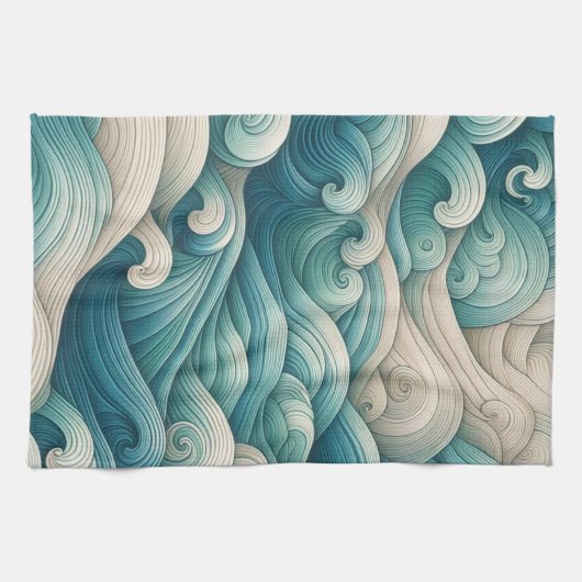 Das Zuhause Studio Ocean Wave Swirl Geschirrtuch (Horizontal)