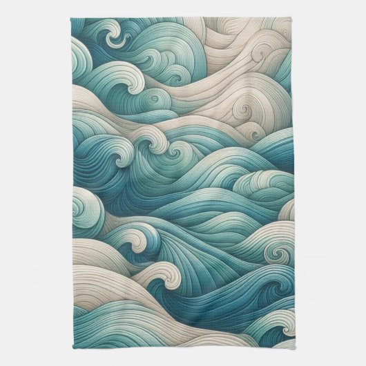 Das Zuhause Studio Ocean Wave Swirl Geschirrtuch (Vertikal)
