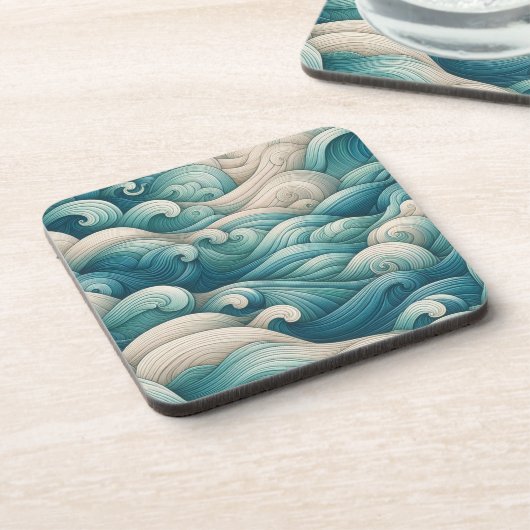 Das Zuhause Studio Ocean Wave Swirl Getränkeuntersetzer (Linke Seite)