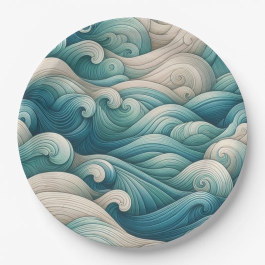 Das Zuhause Studio Ocean Wave Swirl Pappteller (Vorderseite)
