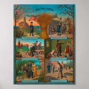 Das Zwei-Wege-Vintage-Temperenzplakat Poster