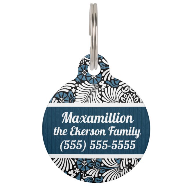 Das zweiseitige Retro-Thema des Hauses in Blau und Tiernamensmarke (Vorderseite)