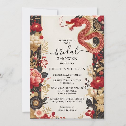 Das zweisprachige, mutige Brautparty der asiatisch Einladung (Vorderseite)