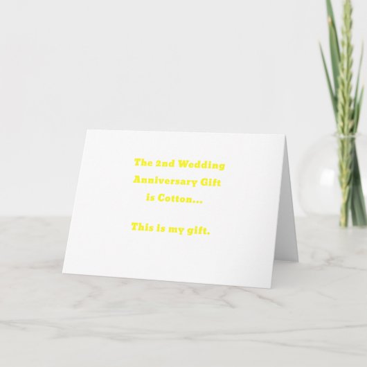 Das zweite Geschenk zum Hochzeitstag ist Cotton Th Karte (Vorderseite)