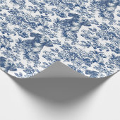Daschund Dog Blue Toile Pattern Geschenkpapier (Ecke)