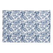 Daschund Dog Blue Toile Pattern Kissenbezug (Rückseite)