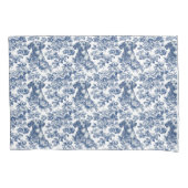 Daschund Dog Blue Toile Pattern Kissenbezug (Vorderseite)