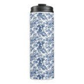 Daschund Dog Blue Toile Pattern Thermosbecher (Vorderseite)