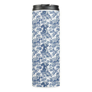 Daschund Dog Blue Toile Pattern Thermosbecher