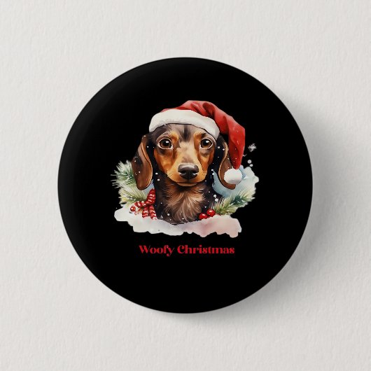 Daschund Dog Weihnachts-Weihnachtsmannmütze Xmas L Button (Vorderseite)