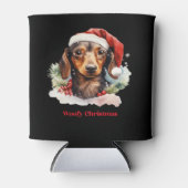 Daschund Dog Weihnachts-Weihnachtsmannmütze Xmas L Dosenkühler (Vorderseite)
