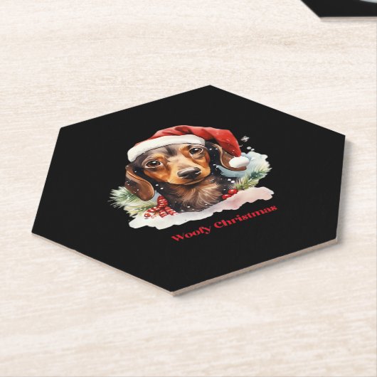 Daschund Dog Weihnachts-Weihnachtsmannmütze Xmas L Untersetzer (angewinkelt)