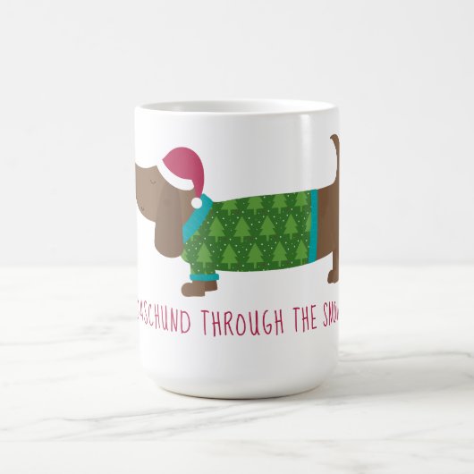 Daschund durch den Schnee-Cartoon Kaffeetasse (Mittel)