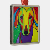 Daschund Hündchen-Verzierung Silbernes Ornament (Rechts)