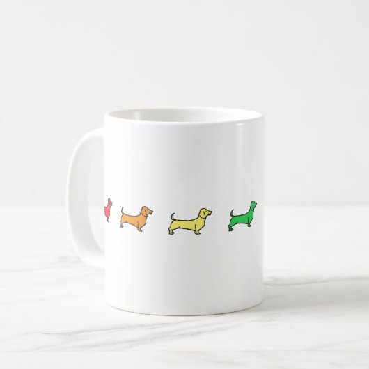 Daschund Regenbogen-Tasse Kaffeetasse (Vorderseite Links)