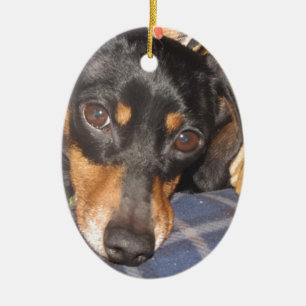 Daschund Weener Hundegesicht Keramik Ornament