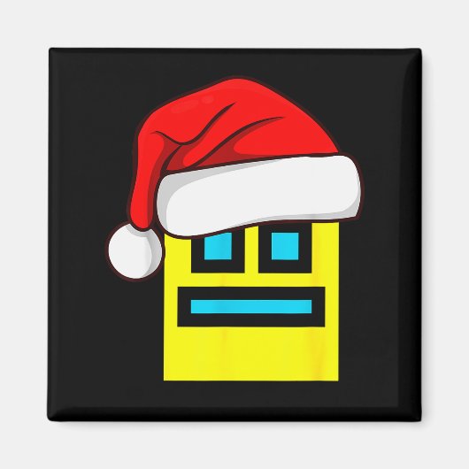 Dash Geometry Repeat Christmas Santa Hat Game Vide Magnet (Vorne)