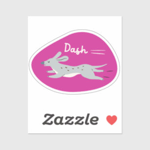 "Dash" niedlicher illustrierter Grauhund Magenta Aufkleber