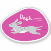 "Dash" niedlicher illustrierter Grauhund Magenta Aufkleber (Vorderseite)