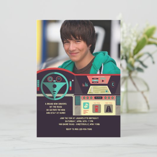 Dashboard-Foto-Einladung Einladung (Stehend Vorderseite)