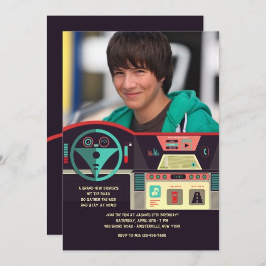 Dashboard-Foto-Einladung Einladung (Vorne/Hinten)