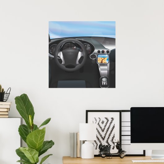 Dashboard für Sportwagen Poster (Heimbüro)
