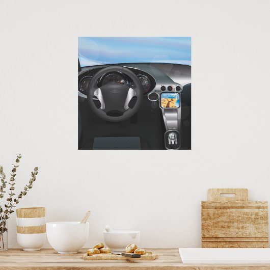 Dashboard für Sportwagen Poster (Küche)