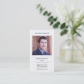 Dashed Border (Navy) Foto Business Card Visitenkarte (Stehend Vorderseite)