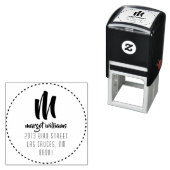 Dashed Circle Monogram Script benutzerdefinierte A Permastempel (Beispiel)