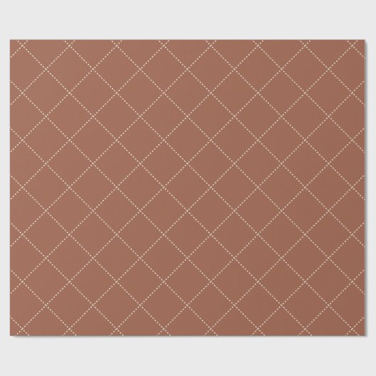 Dashed Diamond Grid Geometric Deep Rust Geschenkpapier (Flach)