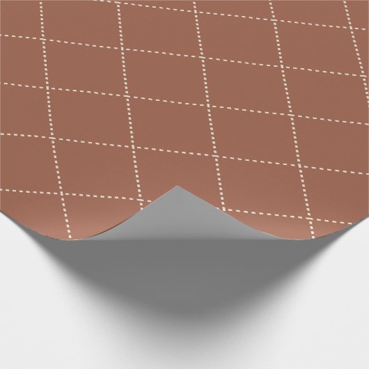 Dashed Diamond Grid Geometric Deep Rust Geschenkpapier (Ecke)