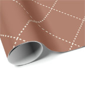 Dashed Diamond Grid Geometric Deep Rust Geschenkpapier (Rolleneckpunkt)