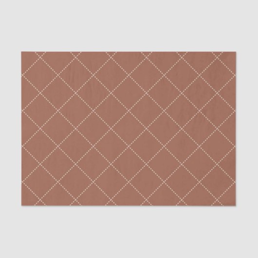 Dashed Diamond Grid Geometric Deep Rust Seidenpapier (Vorderseite)