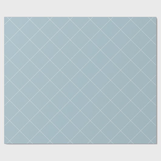 Dashed Diamond Grid Geometric Dusty Sky Blue Geschenkpapier (Flach)